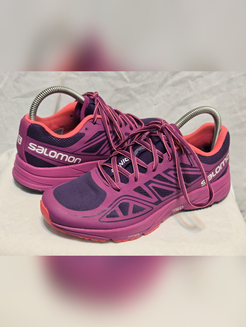 Salomon Sonic Aero Womens Cosmic Purple/pk Ortholite Running Shoes US 7